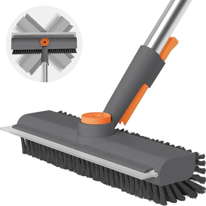 3-in-1 Floor Scrub Brush with Long Handle & Squeegee