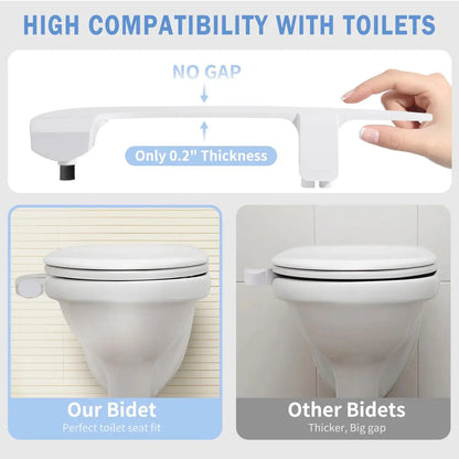 Ultra-Slim Toilet Bidet Attachment with Dual Nozzles
