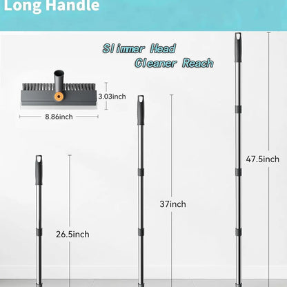 3-in-1 Floor Scrub Brush with Long Handle & Squeegee