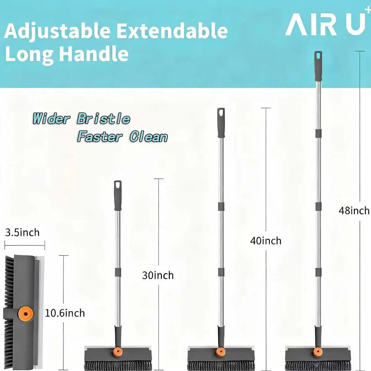 3-in-1 Floor Scrub Brush with Long Handle & Squeegee