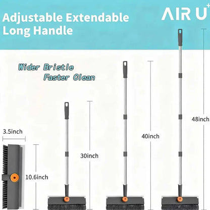 3-in-1 Floor Scrub Brush with Long Handle & Squeegee