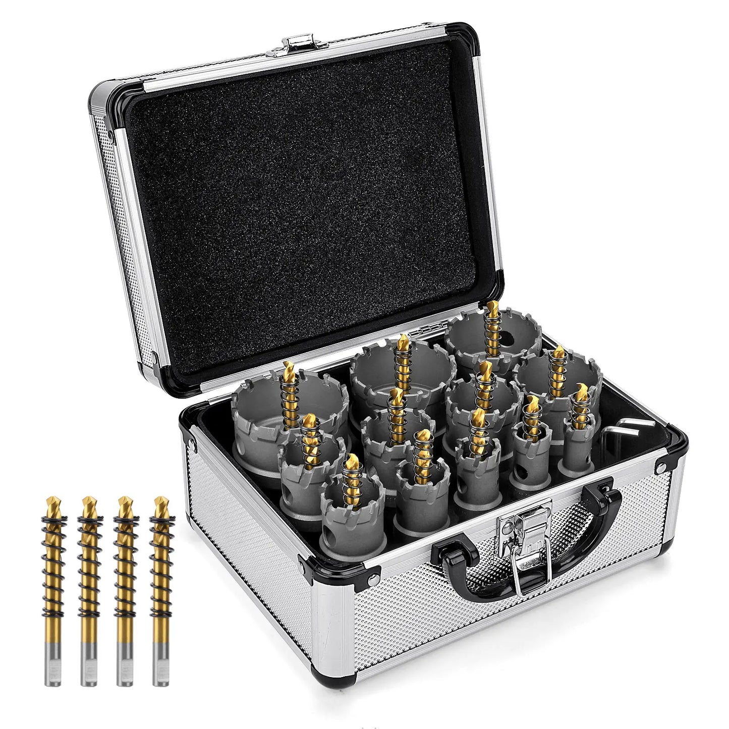 TCT Carbide Hole Saw Kit 5/8"-2-1/4" for Metal Stainless Steel Iron Copper Brass