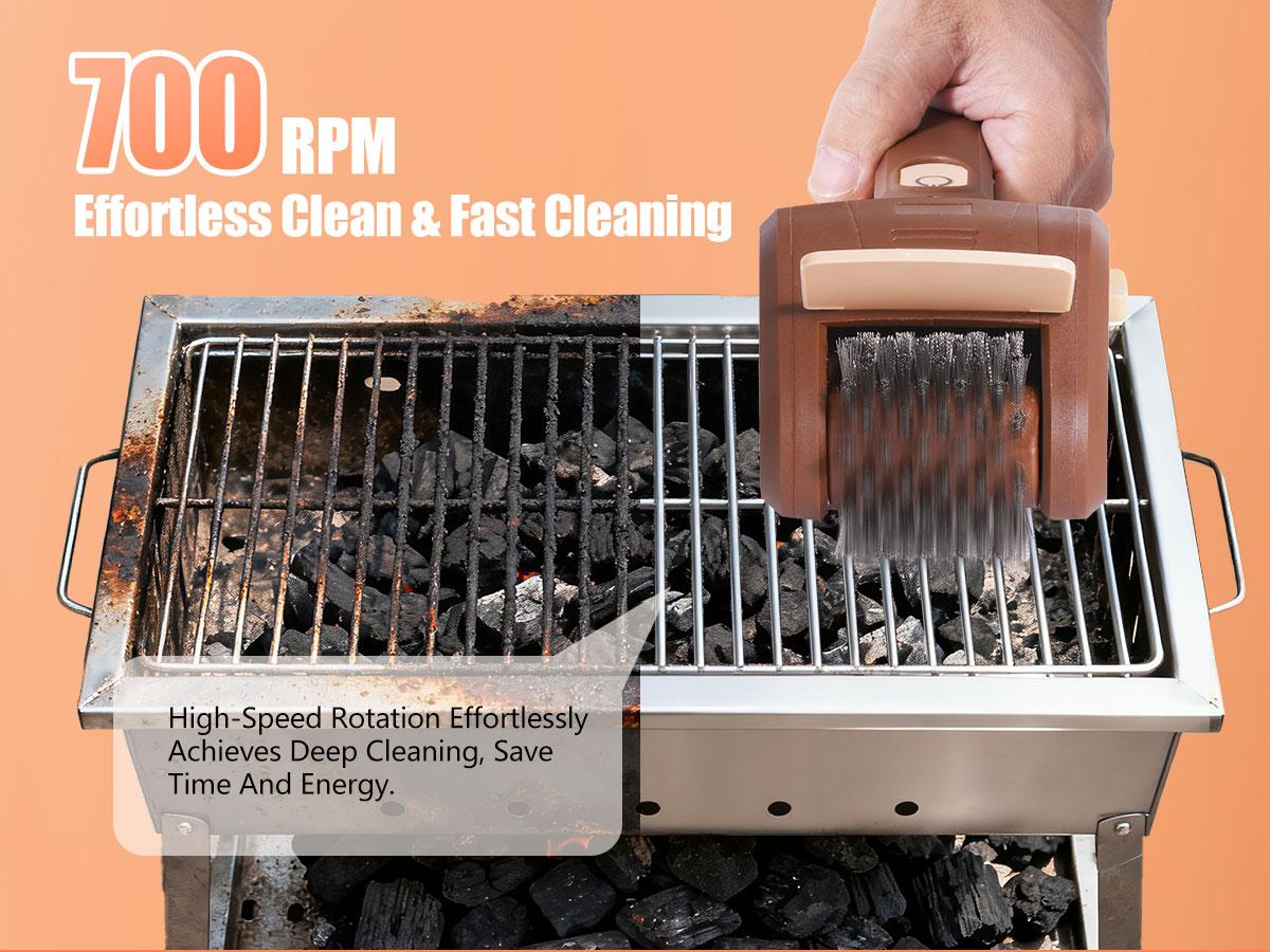 Bristle-Free Electric BBQ Grill Brush, Cordless Rechargeable Cleaner