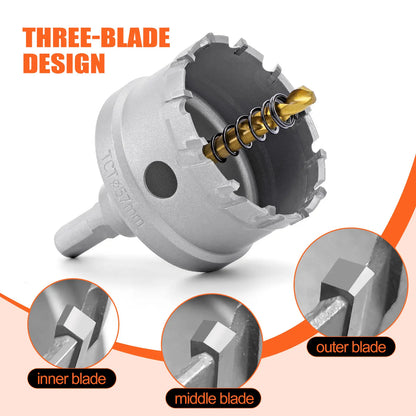 TCT Carbide Hole Saw Kit 5/8"-2-1/4" for Metal Stainless Steel Iron Copper Brass