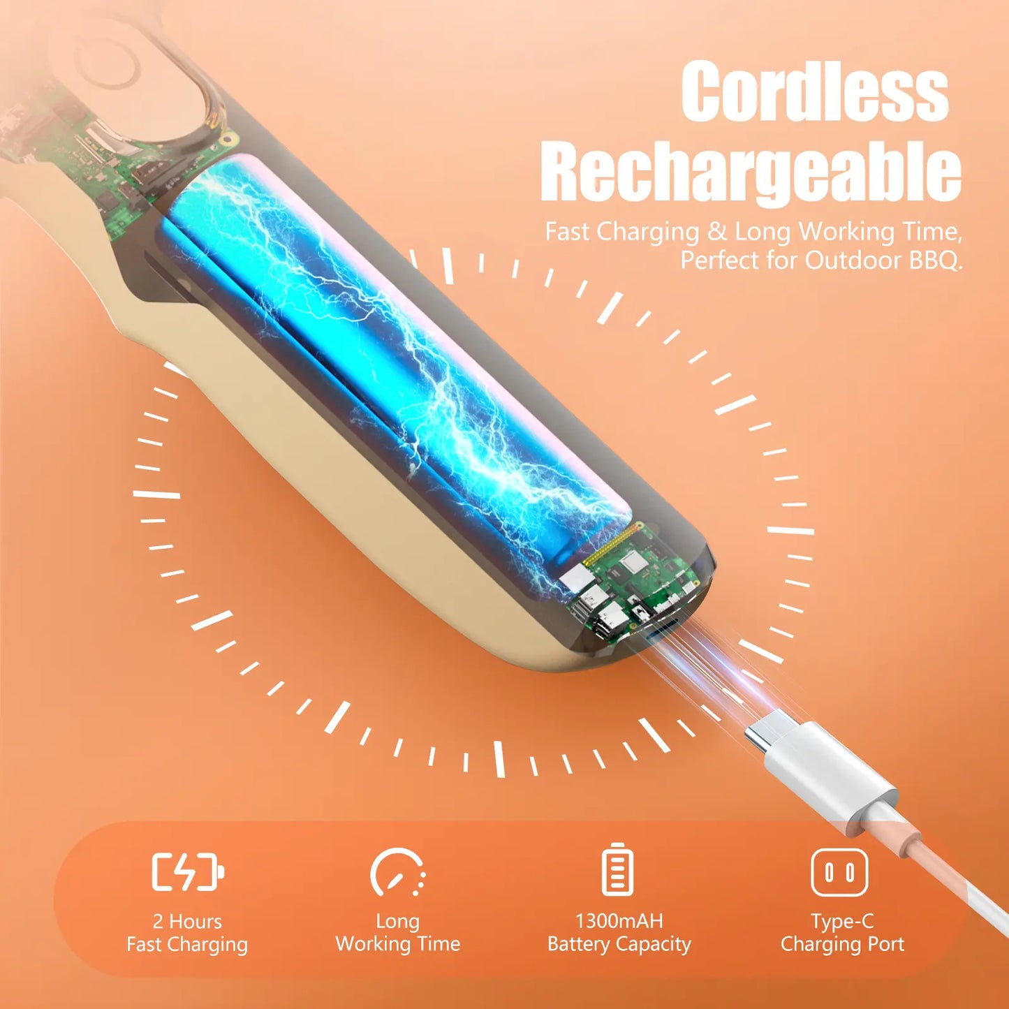 Bristle-Free Electric BBQ Grill Brush, Cordless Rechargeable Cleaner