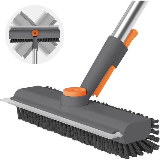 3-in-1 Floor Scrub Brush with Long Handle & Squeegee