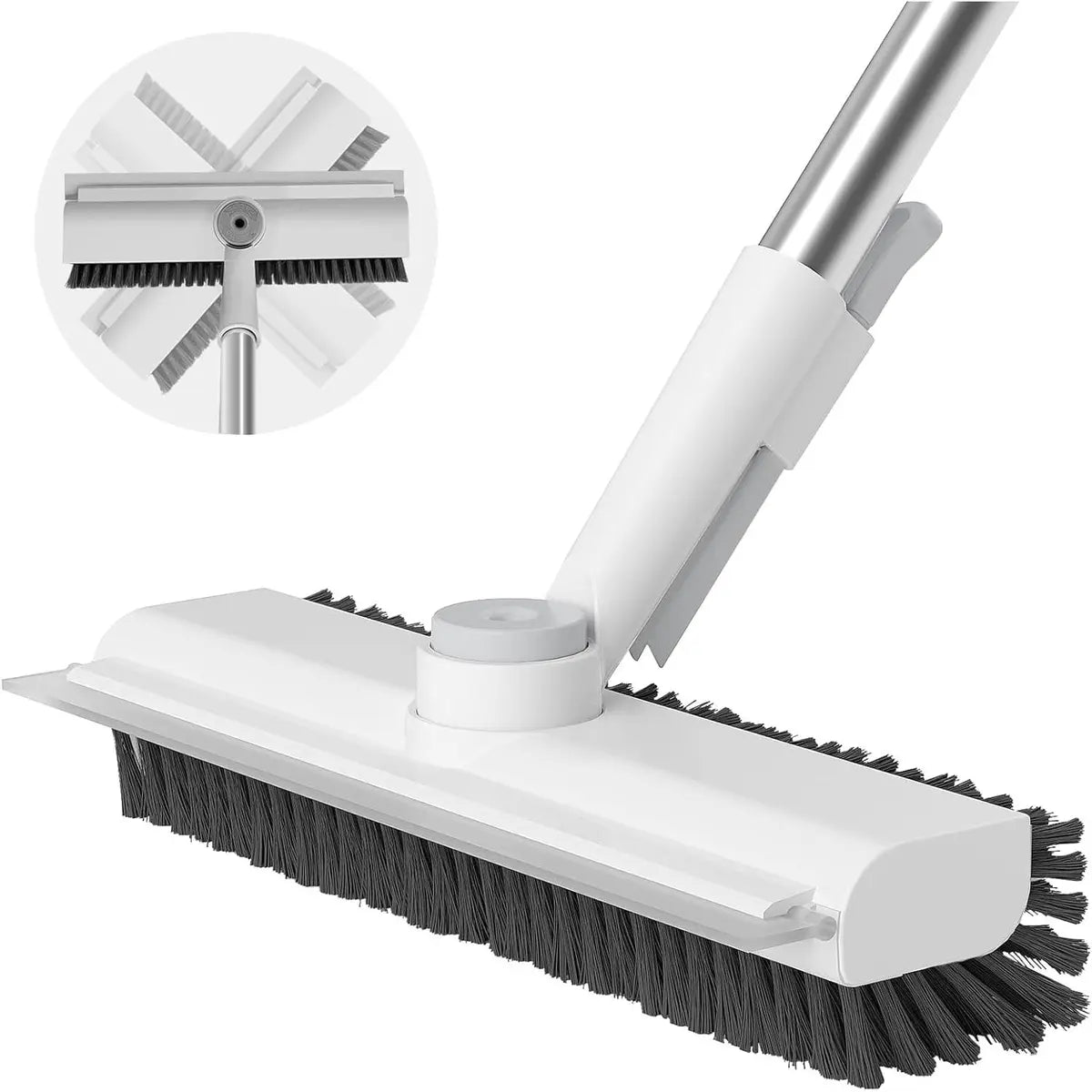 3-in-1 Floor Scrub Brush with Long Handle & Squeegee