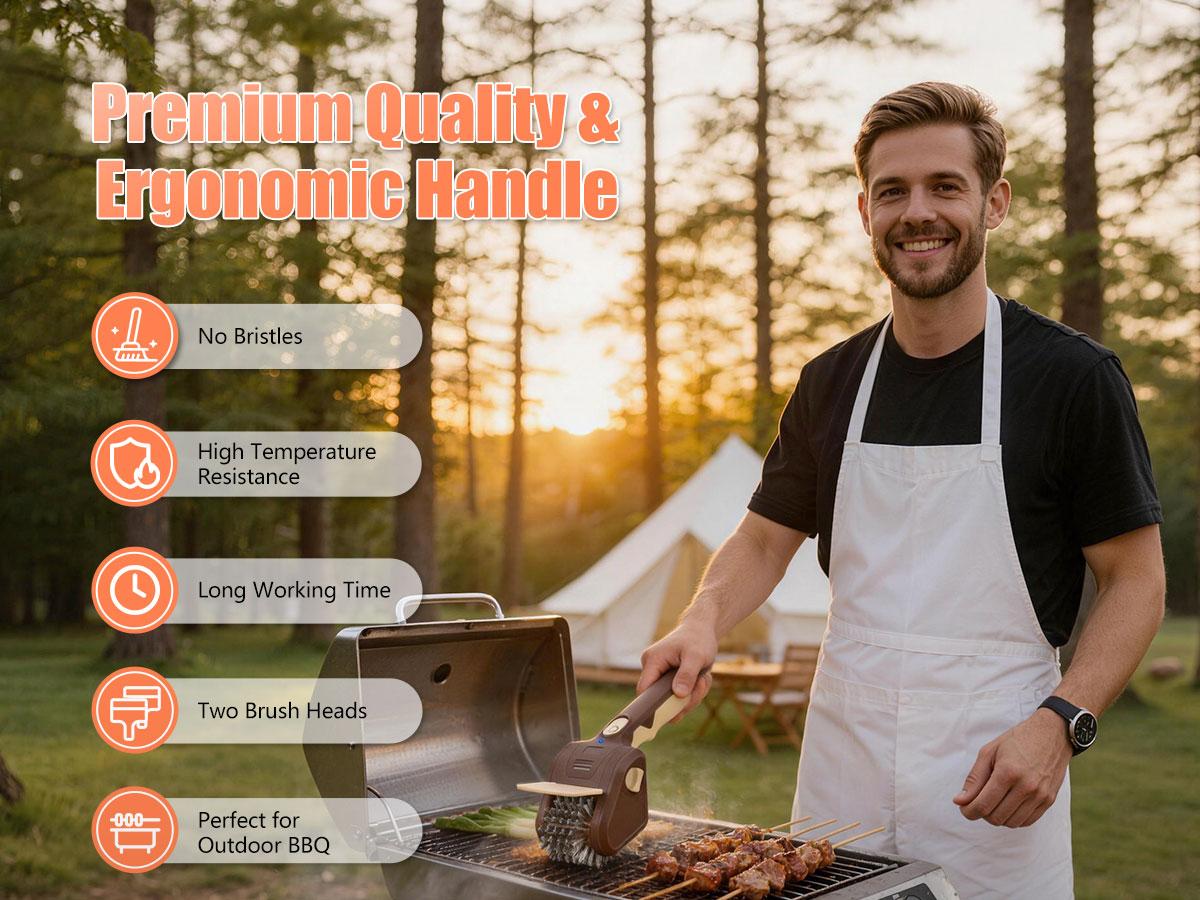 Bristle-Free Electric BBQ Grill Brush, Cordless Rechargeable Cleaner