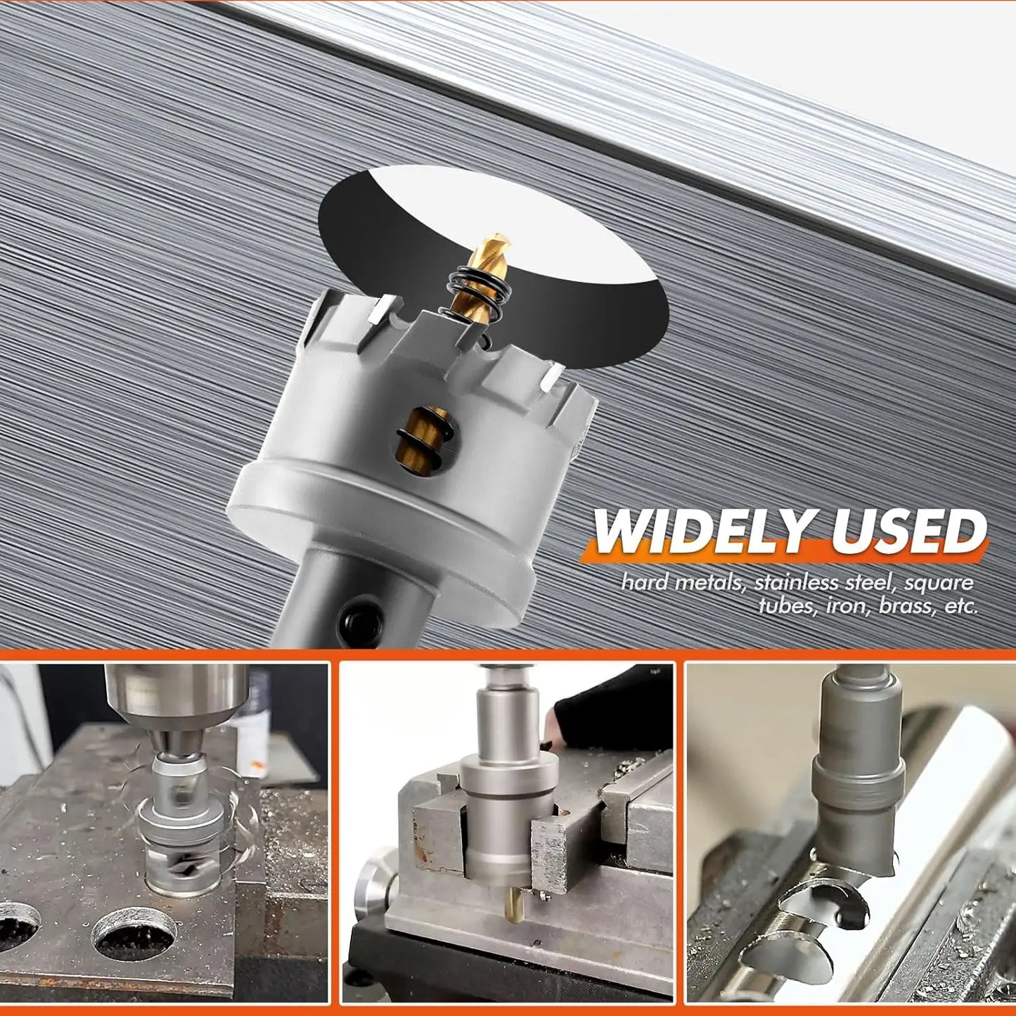TCT Carbide Hole Saw Kit 5/8"-2-1/4" for Metal Stainless Steel Iron Copper Brass